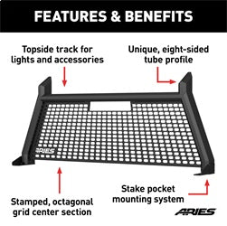 ARIES 1110107 - AdvantEDGE Black Aluminum Headache Rack, Select Ford F-250, F-350 Super Duty