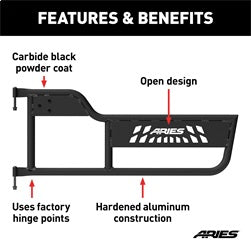 ARIES 1500100 - Black Aluminum Jeep Wrangler TJ Tube Half Doors