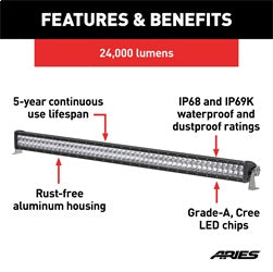 ARIES 1501278 - 50 Double-Row LED Light Bar (24,000 Lumens)