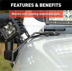 ARIES 1501306 - Jeep Wrangler JL, Gladiator Windshield Light Bar and Brackets