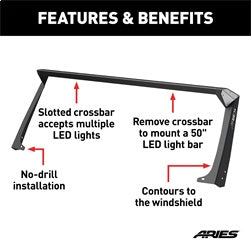 ARIES 15916 - Jeep TJ Roof Light Mounting Brackets & Crossbar