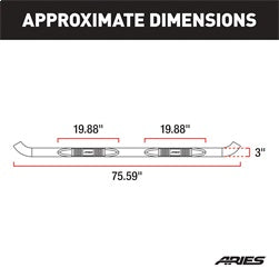 ARIES 200112 - 3 Round Black Steel Side Bars, Select Land Rover LR3