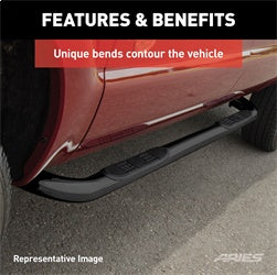 ARIES 201002 - 3 Round Black Steel Side Bars, Select Jeep Liberty