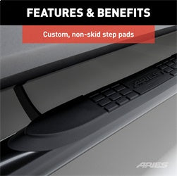 ARIES 201002 - 3 Round Black Steel Side Bars, Select Jeep Liberty