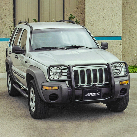 ARIES 201002 - 3 Round Black Steel Side Bars, Select Jeep Liberty