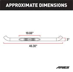 ARIES 204017-2 - 3 Round Polished Stainless Side Bars, Select Silverado, Sierra 1500, 2500, 3500