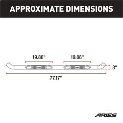 ARIES 205010 - 3 Round Black Steel Side Bars, Select Dodge, Ram Dakota