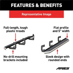 ARIES 2051004 - AeroTread 5 x 76 Polish Stainless Running Boards, Select Cadillac, Chevy, GMC