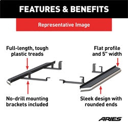 ARIES 2051027 - AeroTread 5 x 67 Polished Stainless Running Boards, Select Toyota 4Runner