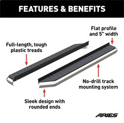 ARIES 2051876 - AeroTread 5 x 76 Polished Stainless Running Boards (No Brackets)