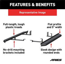 ARIES 2061006 - AeroTread 5 x 67 Black Stainless Running Boards, Select Honda Pilot