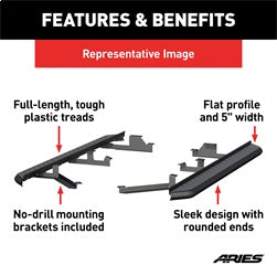 ARIES 2061022 - AeroTread 5 x 73 Black Stainless Running Boards, Select Equinox, Terrain