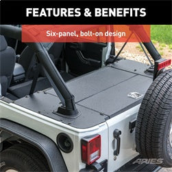 ARIES 2070465 - Black Aluminum Security Cargo Lid, Select Jeep JK Unlimited