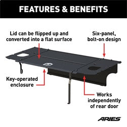 ARIES 2070475 - Black Aluminum Security Cargo Lid, Select Jeep JK Unlimited