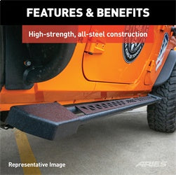 ARIES 2074101 - Rocker Step Running Boards, Select Jeep Wrangler JK Unlimited