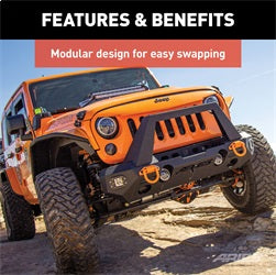 ARIES 2081200 - TrailChaser Jeep Wrangler, Gladiator Steel Front Bumper Corners with LEDs