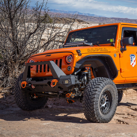 ARIES 2081200 - TrailChaser Jeep Wrangler, Gladiator Steel Front Bumper Corners with LEDs