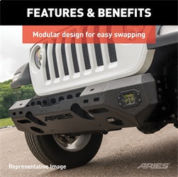 ARIES 2082044 - TrailChaser Jeep Wrangler JK Aluminum Front Bumper (Option 5)