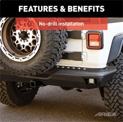 ARIES 2082083 - TrailChaser Jeep Wrangler JL Aluminum Rear Bumper with LED Lights