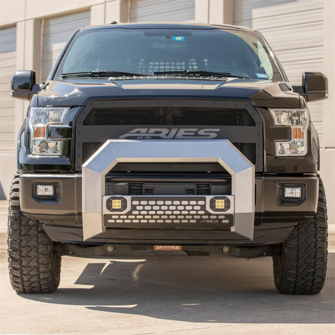 ARIES 2152100 - AdvantEDGE 5-1/2 Chrome Aluminum Bull Bar with Lights, Select Toyota Tundra