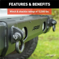 ARIES 2156002 - TrailCrusher Jeep Wrangler JL, Gladiator Steel Front Bumper, 12.5K