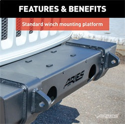 ARIES 2156002 - TrailCrusher Jeep Wrangler JL, Gladiator Steel Front Bumper, 12.5K