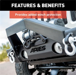 ARIES 2156050 - TrailCrusher Jeep Wrangler, Gladiator Steel Front Bumper Angular Brush Guard