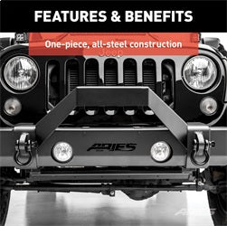 ARIES 2156050 - TrailCrusher Jeep Wrangler, Gladiator Steel Front Bumper Angular Brush Guard