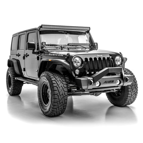 ARIES 2156050 - TrailCrusher Jeep Wrangler, Gladiator Steel Front Bumper Angular Brush Guard