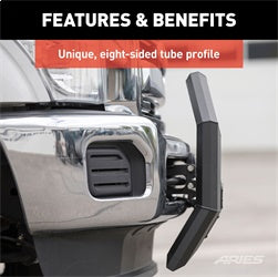 ARIES 2163103 - AdvantEDGE 5-1/2 Black Aluminum Bull Bar with Lights, Select Ford Super Duty