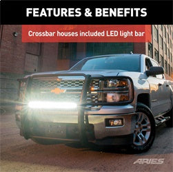 ARIES 2170012 - Pro Series Black Steel Grille Guard with Light Bar, Select Ford F-150