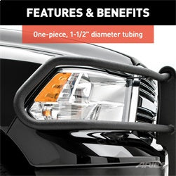 ARIES 2170020 - Pro Series Black Steel Grille Guard with Light Bar, Select Silverado 2500, 3500