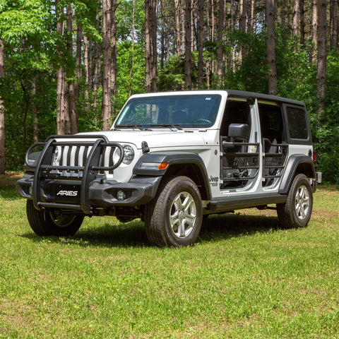 ARIES 2170032 - Pro Series Black Steel Grille Guard with Light Bar, Select Jeep JL, Gladiator