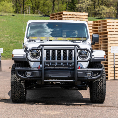 ARIES 2170032 - Pro Series Black Steel Grille Guard with Light Bar, Select Jeep JL, Gladiator