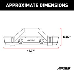 ARIES 2186000 - TrailCrusher Jeep Wrangler JK Steel Front Bumper with Brush Guard, 12.5K