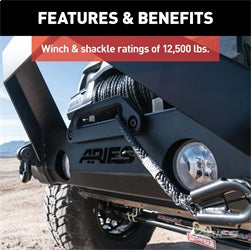 ARIES 2186000 - TrailCrusher Jeep Wrangler JK Steel Front Bumper with Brush Guard, 12.5K