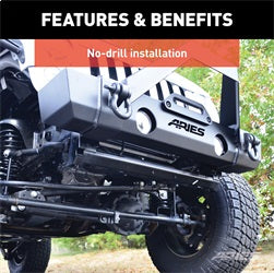 ARIES 2186000 - TrailCrusher Jeep Wrangler JK Steel Front Bumper with Brush Guard, 12.5K