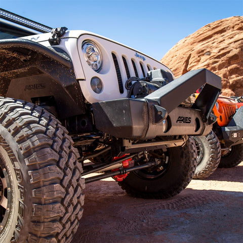 ARIES 2186000 - TrailCrusher Jeep Wrangler JK Steel Front Bumper with Brush Guard, 12.5K