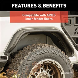 ARIES 2500203 - Black Aluminum Rear Jeep Wrangler JL Fender Flares