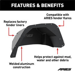 ARIES 2500550 - Jeep Wrangler JL Aluminum Rear Inner Fender Liners