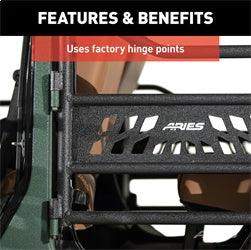 ARIES 25009 - Black Aluminum Rear Jeep Wrangler JK Tube Half Doors