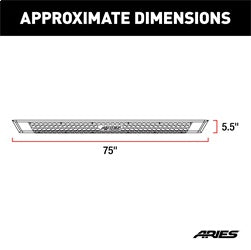 ARIES 2555002 - AdvantEDGE 5-1/2 x 75 Chrome Aluminum Side Bars, Select Chevrolet, GMC