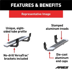 ARIES 2555007 - AdvantEDGE 5-1/2 x 53 Chrome Aluminum Side Bars, Select Ford F-150