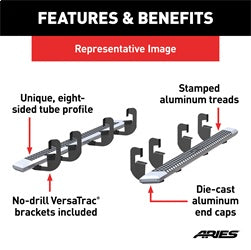 ARIES 2555024 - AdvantEDGE 5-1/2 x 91 Chrome Aluminum Side Bars, Select Ford F250, F350, F450