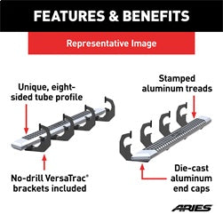 ARIES 2555045 - AdvantEDGE 5-1/2 x 75 Chrome Aluminum Side Bars, Select Nissan Titan