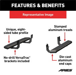 ARIES 2556001 - AdvantEDGE 5-1/2 x 53 Black Aluminum Side Bars, Select Silverado, Sierra