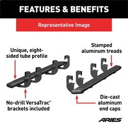 ARIES 2556015 - AdvantEDGE 5-1/2 x 91 Black Aluminum Side Bars, Select Silverado, Sierra Crew