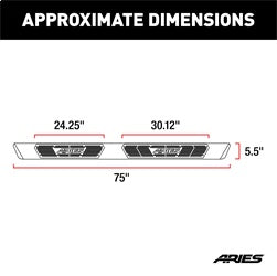 ARIES 2558005 - AscentStep 5-1/2 x 75 Black Steel Running Boards, Select Dodge, Ram 1500