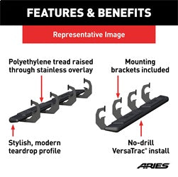 ARIES 2558005 - AscentStep 5-1/2 x 75 Black Steel Running Boards, Select Dodge, Ram 1500