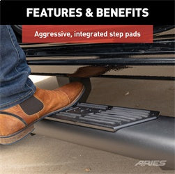 ARIES 2558005 - AscentStep 5-1/2 x 75 Black Steel Running Boards, Select Dodge, Ram 1500